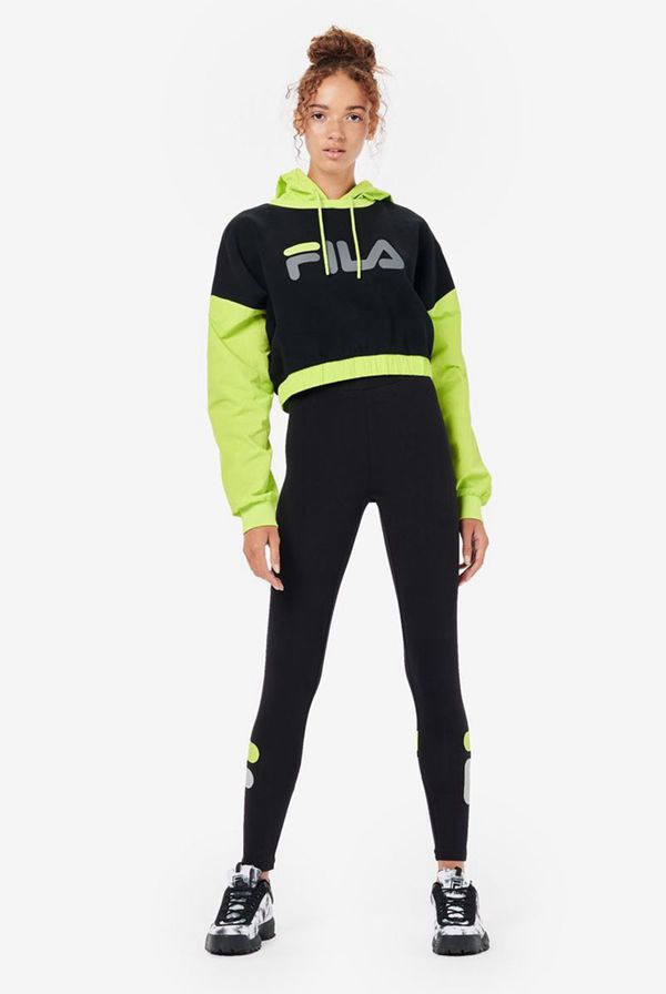 Fila Saachi Logo Women's Hoodies - Light Green/Black,NZ 562-45869